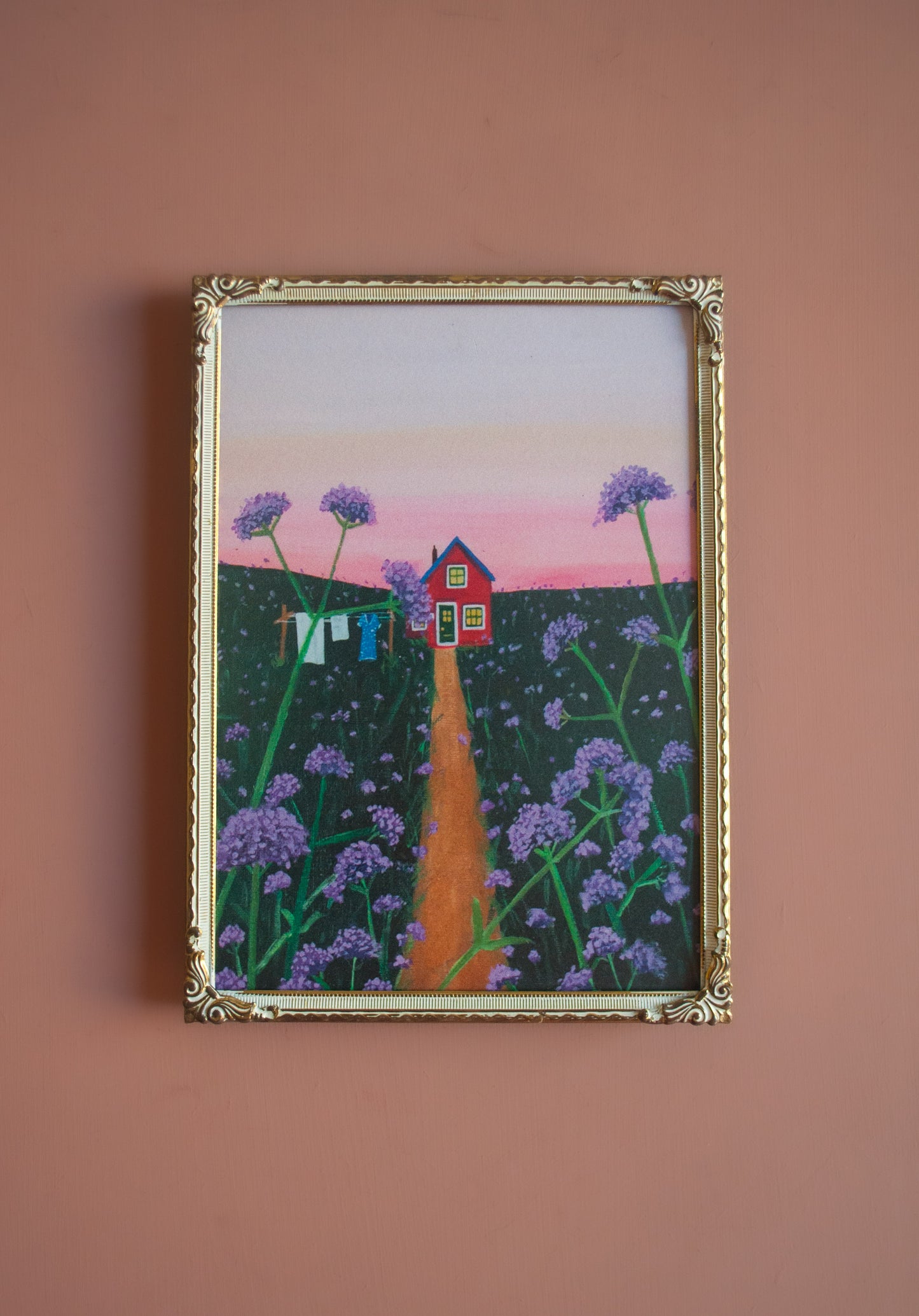 A5 verbena print in een vintage lijst