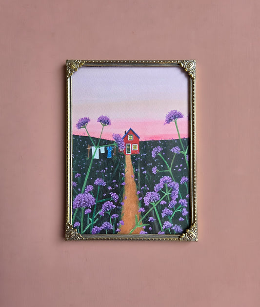 A5 verbena in vintage lijst