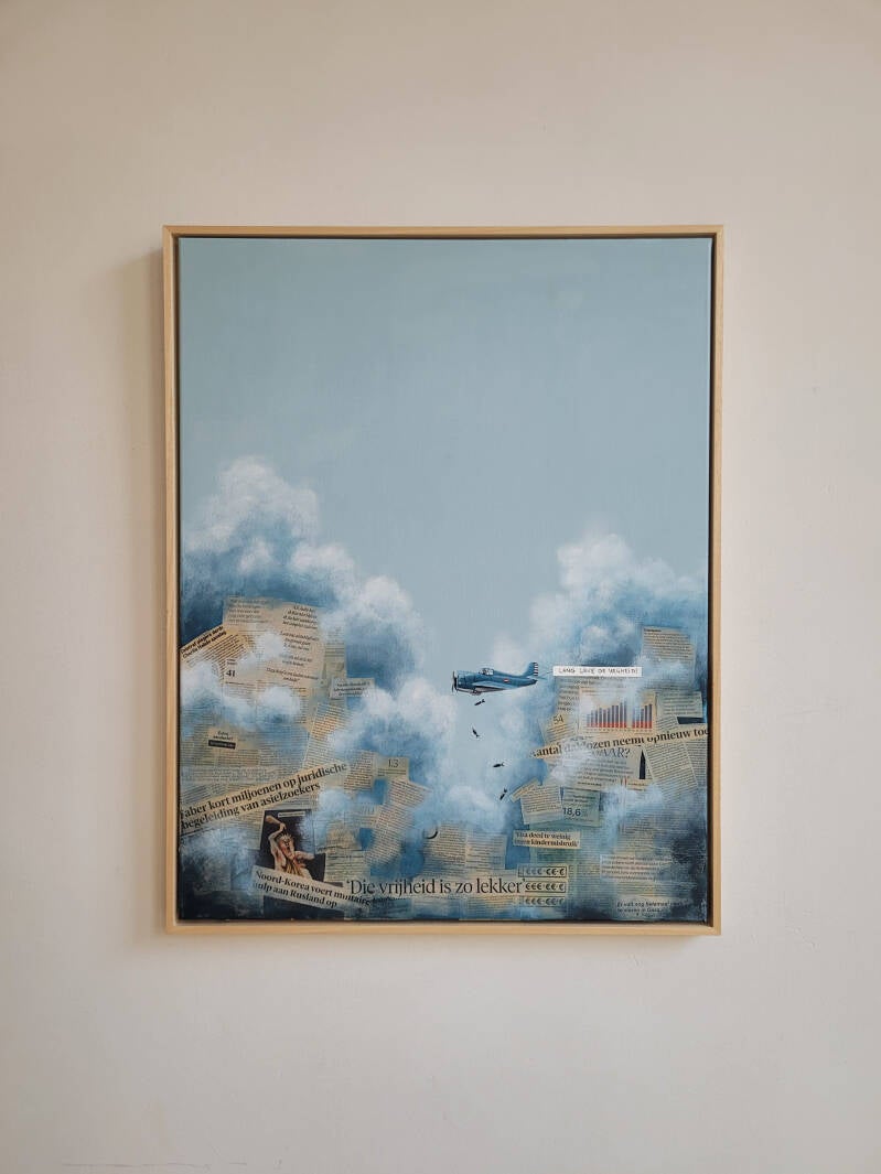 Een schilderij met de titel Lang leve de vrijheid, gemaakt met acrylverf op linnen.