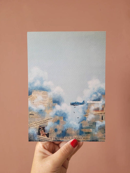 Een illustratie van het kunstwerk Lang leve de vrijheid op een A5 print.